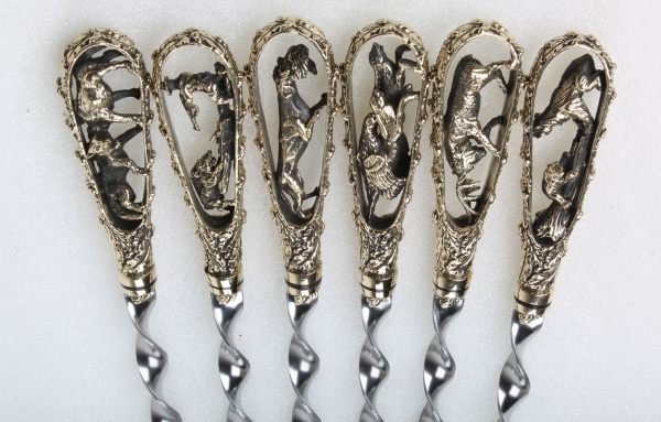 Набор шампуров с декоративным литьем "Охотничьи трофеи" (6 шт)